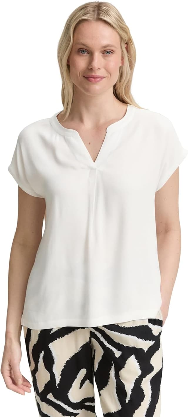 Detalle de TOM TAILOR 1046435 T-Shirt Donna a maniche corte con spacchi laterali