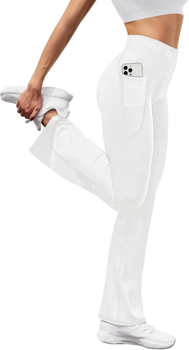 Detalle 2 de Pantalon de yoga femme Glacspyg Yoga à poches, taille haute, jogging stretch