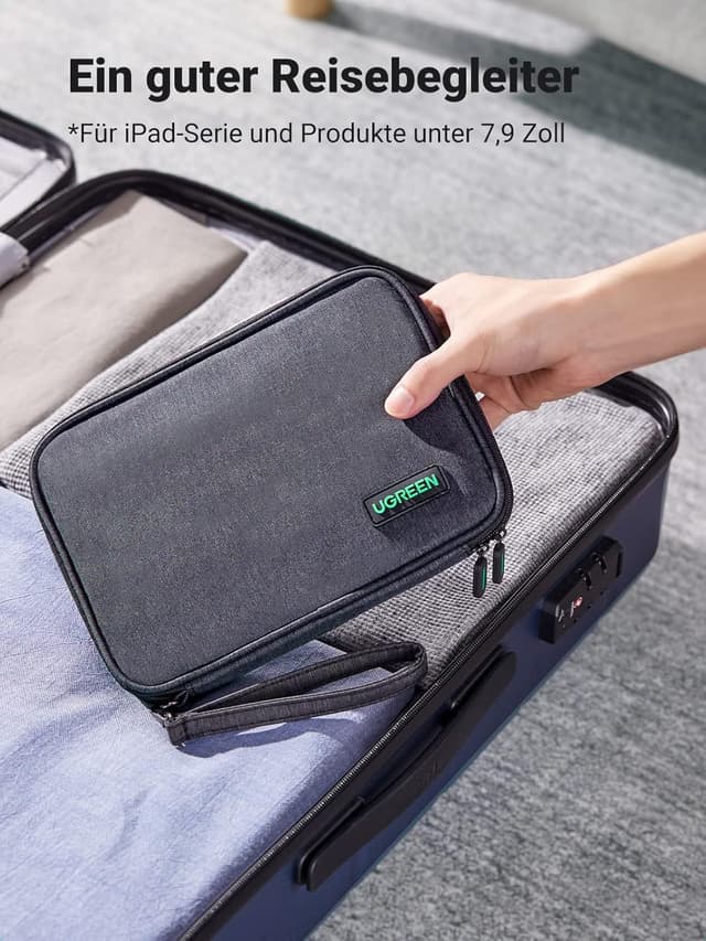 Detalle de UGREEN Reise-Organizer Tasche für Kabel, Powerbank & Zubehör (Elektronik Case, Nylon/EVA)