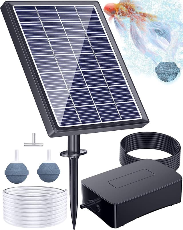 Detalle de Biling Solar Teichbelüfter mit Akku – 2,5 W Solarpumpe für Sauerstoff im Teich (3 Modi)