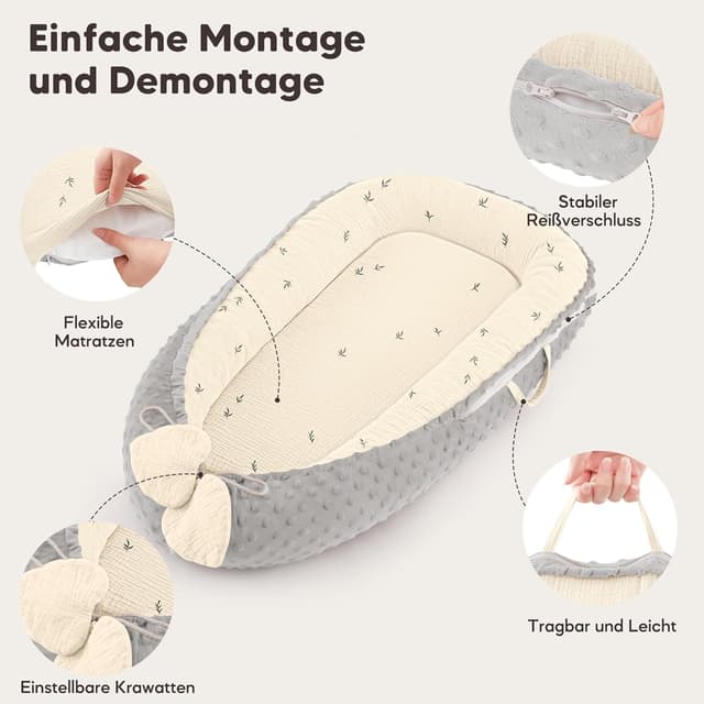 Detalle de Bearmoss Babynestchen 90x55 cm für Babybett