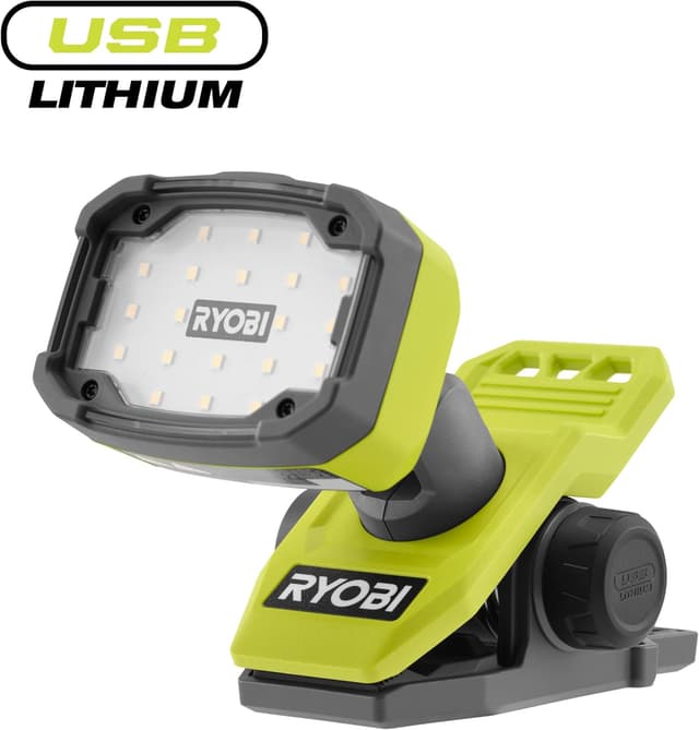 Detalle 2 de RYOBI RLC4-0 lampada con pinza a batteria 4V, 3 intensità fino a 1000 lumen e testa orientabile (Ryobi LINK, batteria non inclusa)