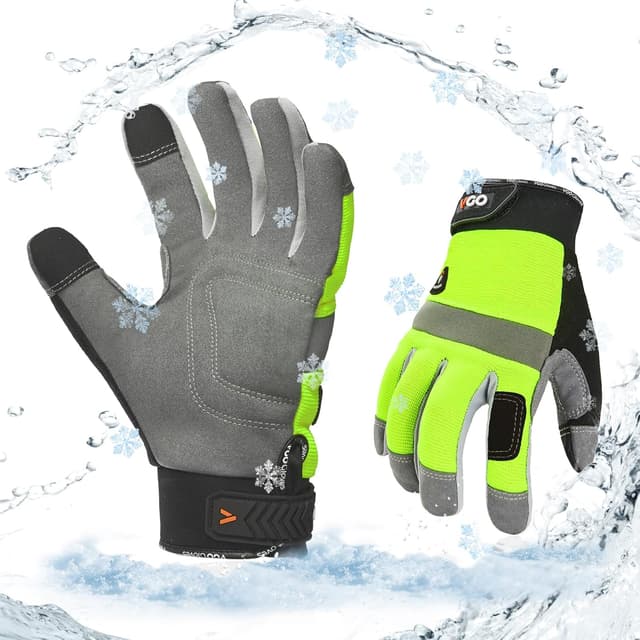 Detalle de Vgo… SL7584FLWP : paire de gants de travail d’hiver imperméables compatibles écran tactile