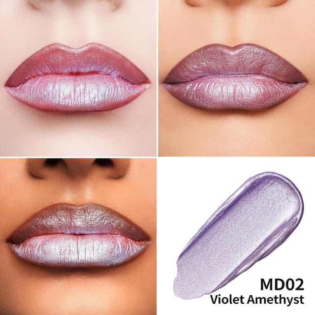 Thumbnail 6 de OULAC Purple Pink Metallic Lipstick Kit (MD02 + D02 + MSD15) – 3-Piece Shimmer & High Pigment Set
