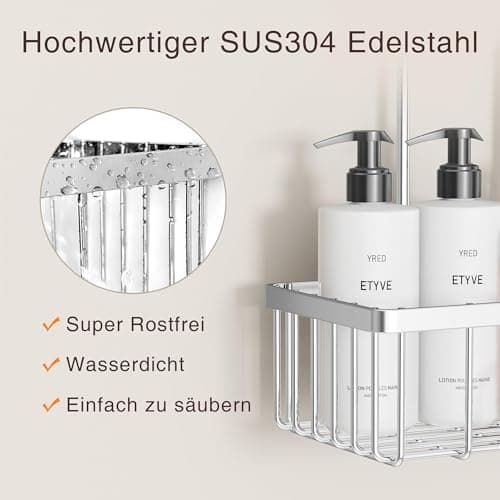 Detalle de Cesta de ducha colgante pickpiff sin taladrar en acero inoxidable SS304 (30 x 13 x 8,5 cm)