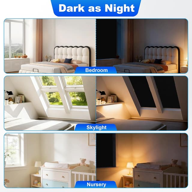 Detalle 2 de TIYCNIY Blackout Blind 200x145cm — portable no-drill light blocking for bedrooms, nurseries and travel