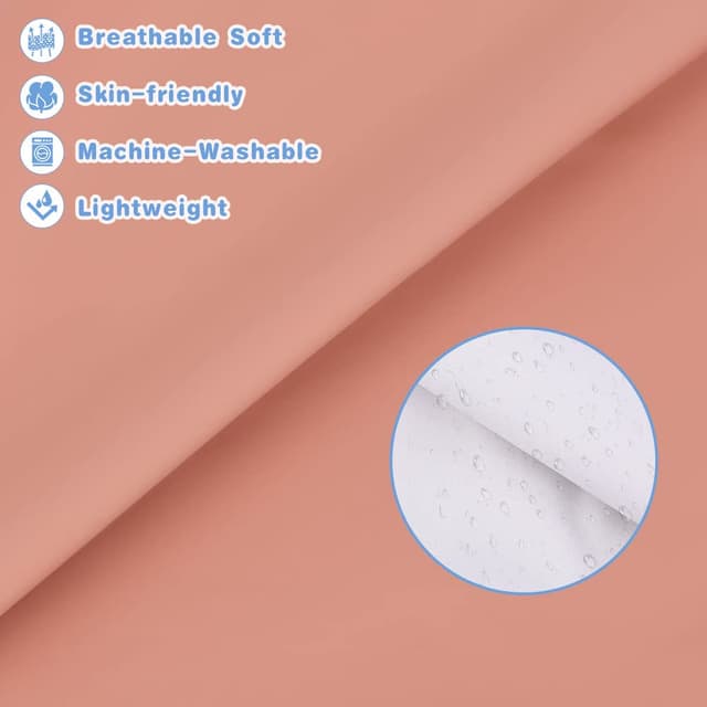 Detalle de Vicloon Baby-Lätzchen mit langen Ärmeln (wasserdicht) und Tasche – Braun, für 6–12 Monate