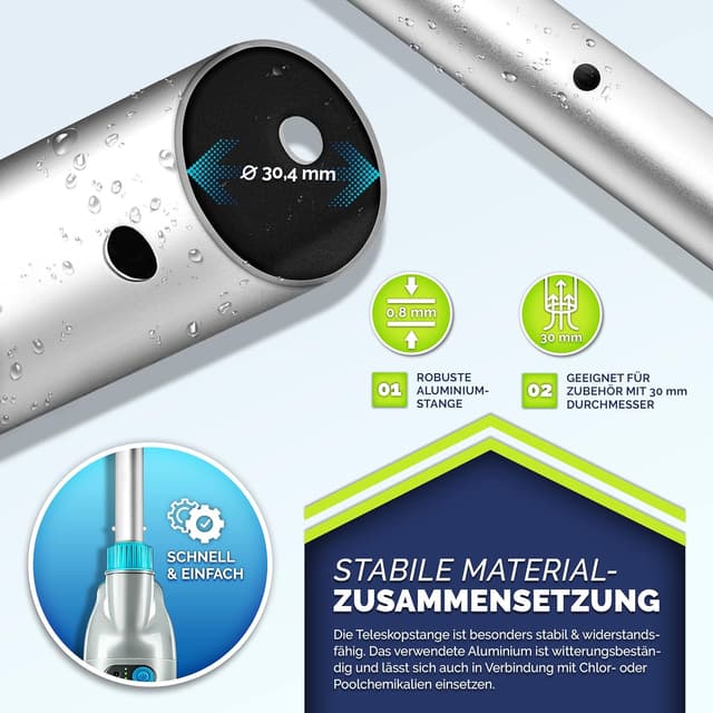 Detalle 2 de tillvex Asta telescopica per Piscina 1,20–3,60 m