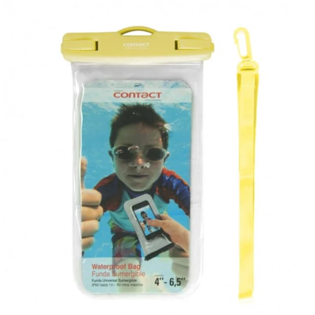 Detalle 2 de Contact funda universal impermeable amarilla para smartphone (4,5"–6,5")