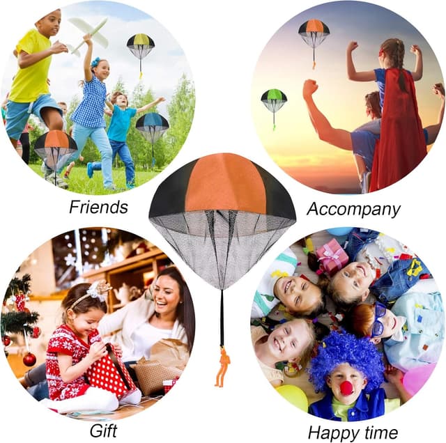 Thumbnail 6 de Fallschirm Spielzeug Kinder – Fallschirmspringer zum Werfen (4 Stück in Farben: orange, blau, grün, gelb)