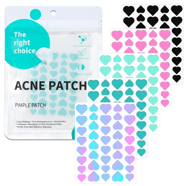 Detalle de BUTBU Herz Akne-Patch (Hydrokolloid) – 200 Stück, wasserdicht & atmungsaktiv, Tag & Nacht 2-in-1