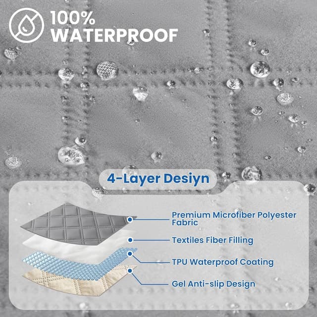 Detalle de YSTELLAA Copripoltrona 1 posto impermeabile per relax reclinabile grigio chiaro