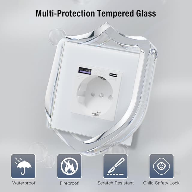 Thumbnail 3 de BSEED Glas-Wandsteckdose 20W USB C