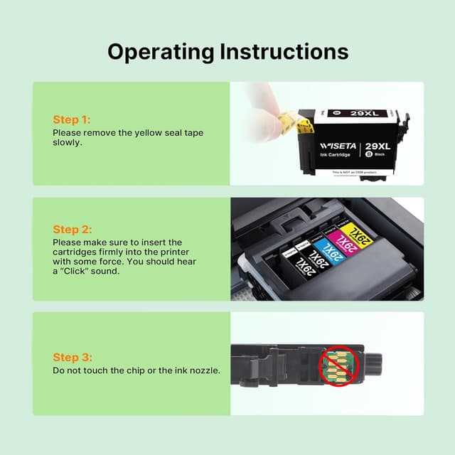 Detalle 2 de WISETA 29XL Ink Cartridge Compatible multipack (10-pack) for Epson Expression Home printers