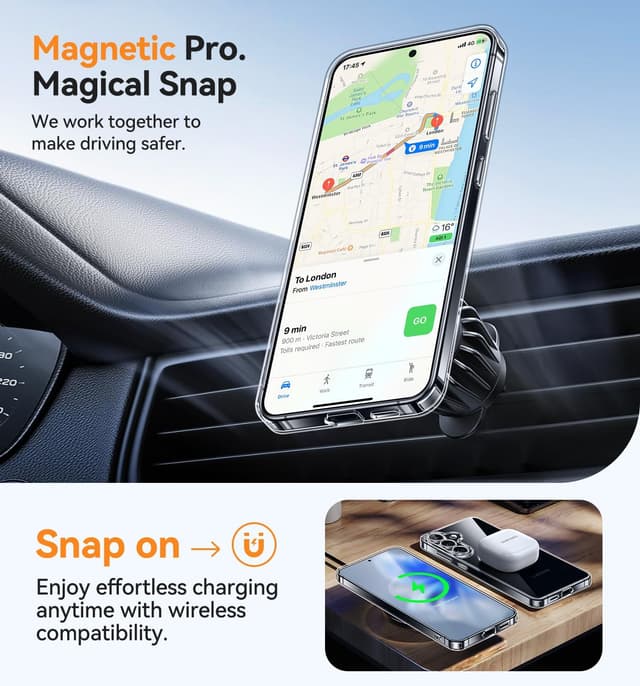 Detalle de CANSHN Magnetic Case for Samsung Galaxy S25 (6.2 inch) – clear MagSafe-compatible shockproof phone cover