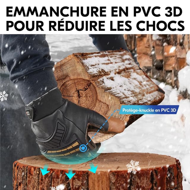 Detalle de Gants de travail thermiques imperméables Vgo… avec doublure Thinsulate, compatibles écran tactile (GA8954FLWP)