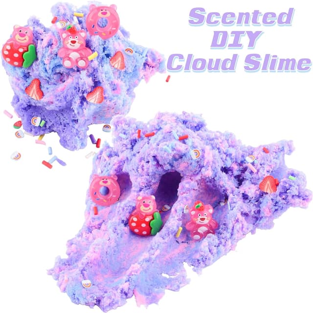 Thumbnail 6 de Pink Cloud Slime Kit – Super Soft Strawberry Bear Scented Slime Set with Resin Charms (8 oz)