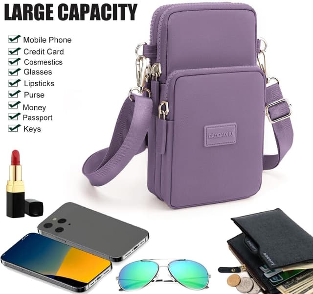 Detalle de DuoLmi waterproof crossbody phone pouch bag for women (20 x 10 x 5 cm) with adjustable strap