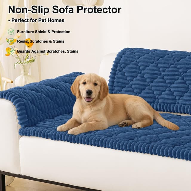 Detalle de Smiry Pet Couch Covers for Dogs (Washable, Non-Slip, Navy 27.6" x 88")