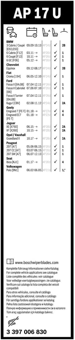 Detalle de Bosch Aerotwin AP17U 425 mm essuie-glace