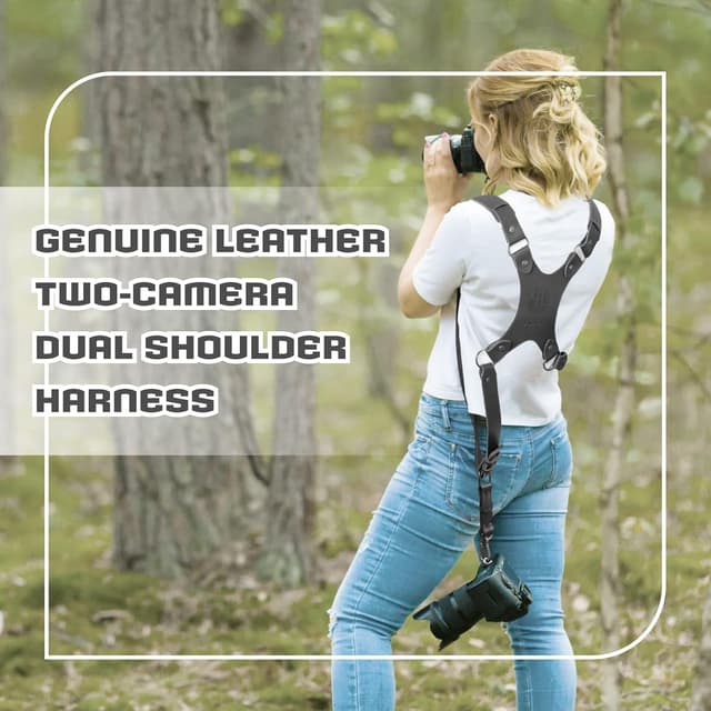 Thumbnail 6 de 4J LEDR Dual Shoulder Leather Camera Strap Harness (Quick Release) for 1 or 2 Cameras