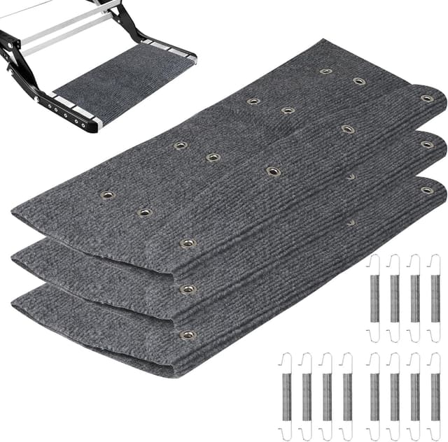 Detalle de LALAGO 3er-Set RV-Stufenmatte (rutschfeste Fußmatten) für Wohnmobil & Camping – Grau