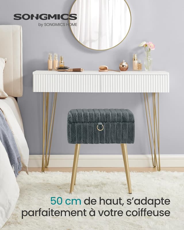 Thumbnail 2 de SONGMICS Tabouret de Coiffeuse LOM505GZ02 Gris