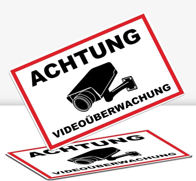 Detalle de STROBO 2x XXL „Achtung Videoüberwachung“-Schild (40 x 30 cm) aus Alu-Dibond, 3 mm