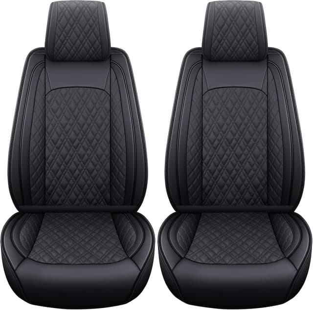 Detalle de YIERTAI Faux Leather Car Seat Covers for Dodge Ram (2009–2026) 1500/2500/3500 Front Seats, Black