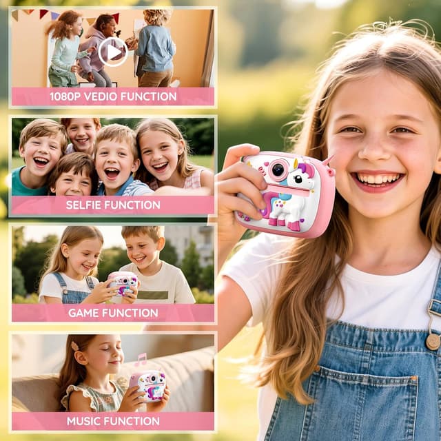 Detalle de Fotocamera istantanea per bambini YOZISS 1080P HD con stampa immediata e rotoli di carta
