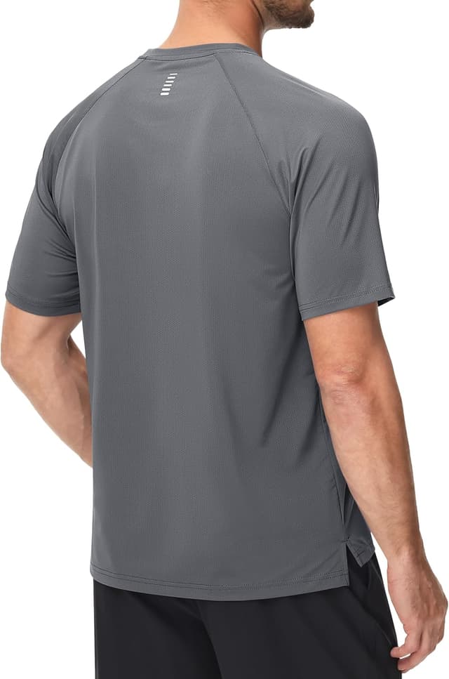 Detalle de MAGCOMSEN Men’s Quick Dry Gym Shirts Mesh Short Sleeve Athletic Tops (moisture wicking)