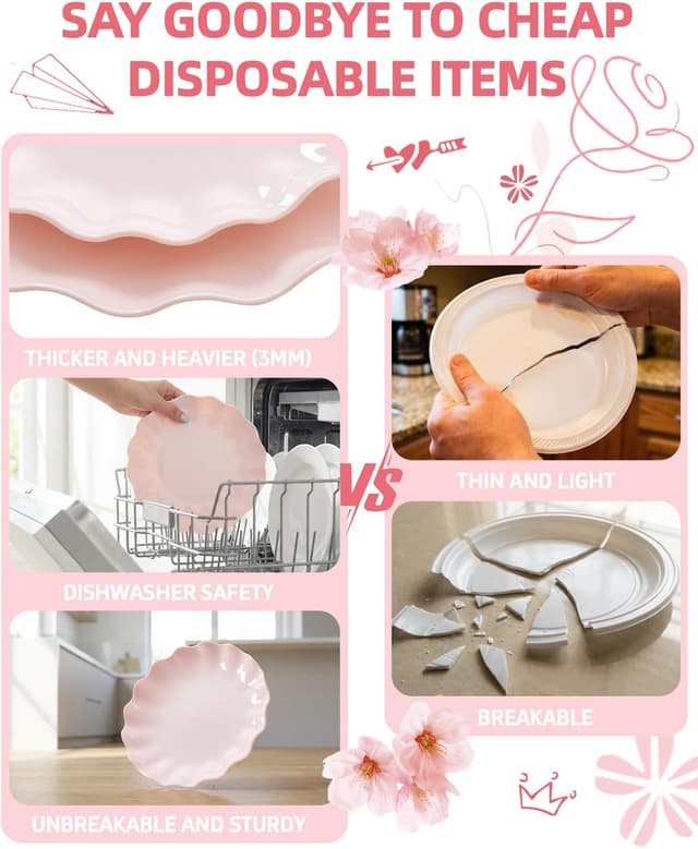 Thumbnail 5 de LIYH Pink Scalloped Party Plates 24 pcs 🍽