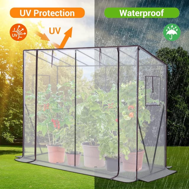 Detalle de Ohuhu Walk In Greenhouse (Portable Tomato Greenhouse) with PE Cover & Roll-Up Door, White 200x77x170 cm