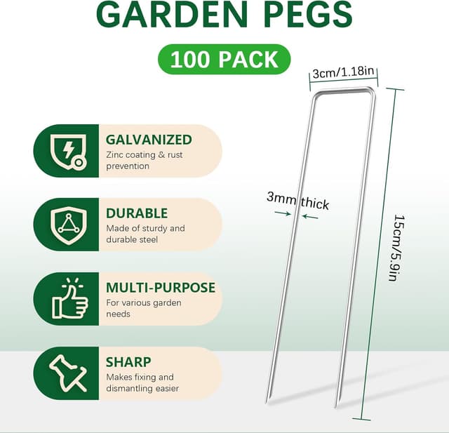 Detalle 2 de Cloudgree Garden Pegs 150 mm U-shaped pack 100