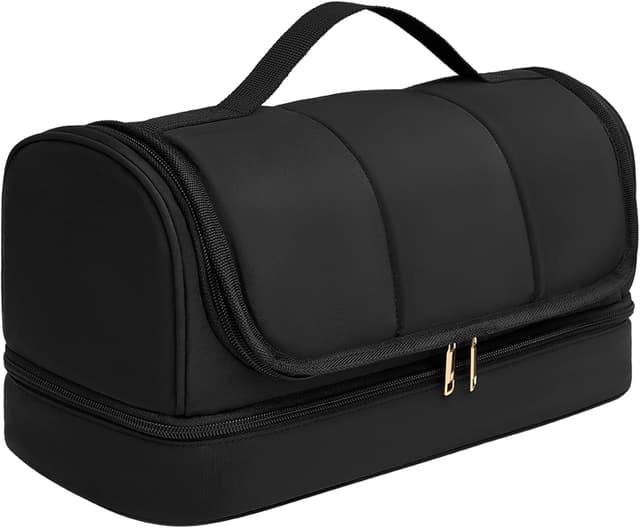 Detalle de Noldena Hänge-Haartrocknertasche für Dyson Airwrap und Shark FlexStyle – wasserabweisender Organizer mit Trennwand, schwarz