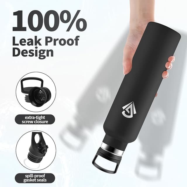 Detalle de Botella Agua 1L térmica de acero inoxidable, antifugas 🚰