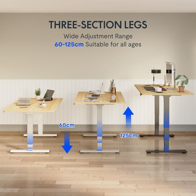 Detalle de FLEXISPOT Scrivania elettrica regolabile in altezza 140×80 cm con doppio motore e gambe telescopiche