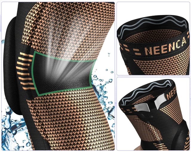 Detalle de NEENCA Professional Knee Brace Compression Sleeve with Patella Gel Pads & Side Stabilizers