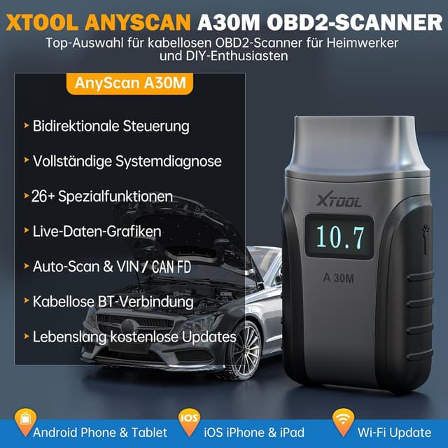 Thumbnail 1 de XTOOL A30M OBD2 Diagnosegerät 26 Funktionen