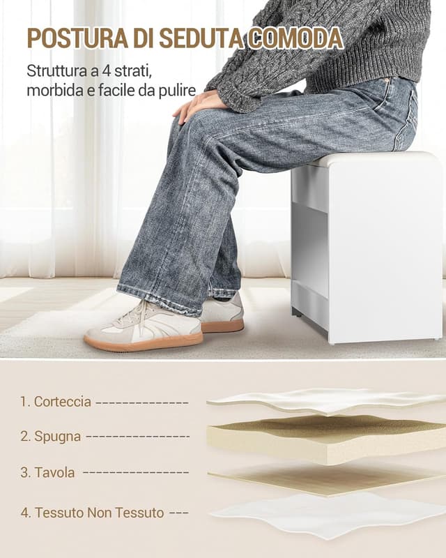 Thumbnail 4 de Hzuaneri VS32703X sgabello toeletta 1 cuscino bianco