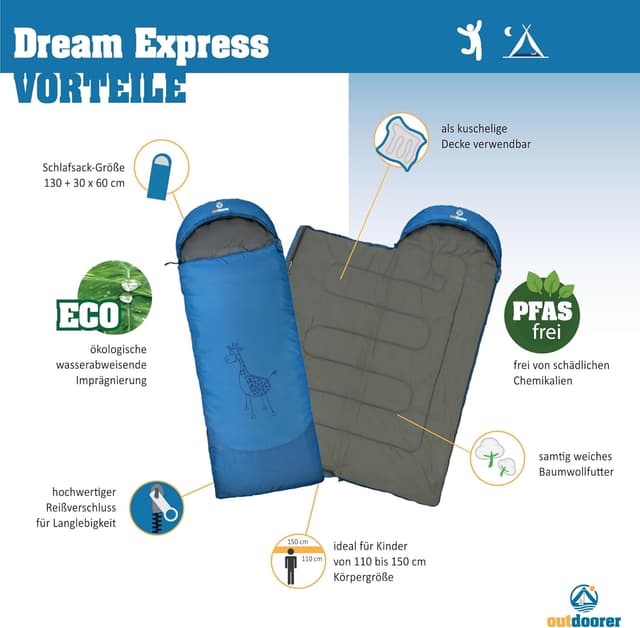 Thumbnail 1 de outdoorer Kinderschlafsack Dream Express – Deckenschlafsack für Kinder mit Baumwollfutter