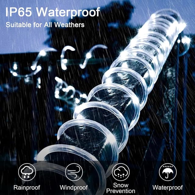 Detalle 2 de WoskjXas Solar Fairy String Lights (12m / 39ft, 100 LEDs) with 8 lighting modes