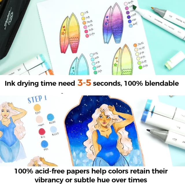 Detalle 2 de Ohuhu Skizzenbuch 21 x 21 cm, doppelseitig