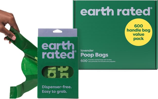 Detalle de Earth Rated sacchetti igienici per cani con manici extra larghi alla lavanda, value pack da 600 sacchetti