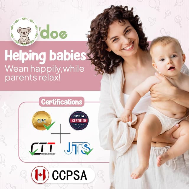 Detalle 2 de o’doe Baby Weaning Set (15-Piece Silicone Feeding Kit) with Suction Plate, Bowl, Bib, Sippy Cup, Fruit Feeder & Freezer Tray