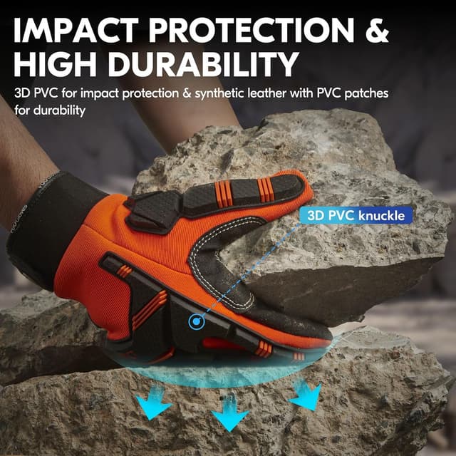 Detalle de Vgo… Guanti da lavoro antitaglio touchscreen antivibrazione con imbottitura 5 mm