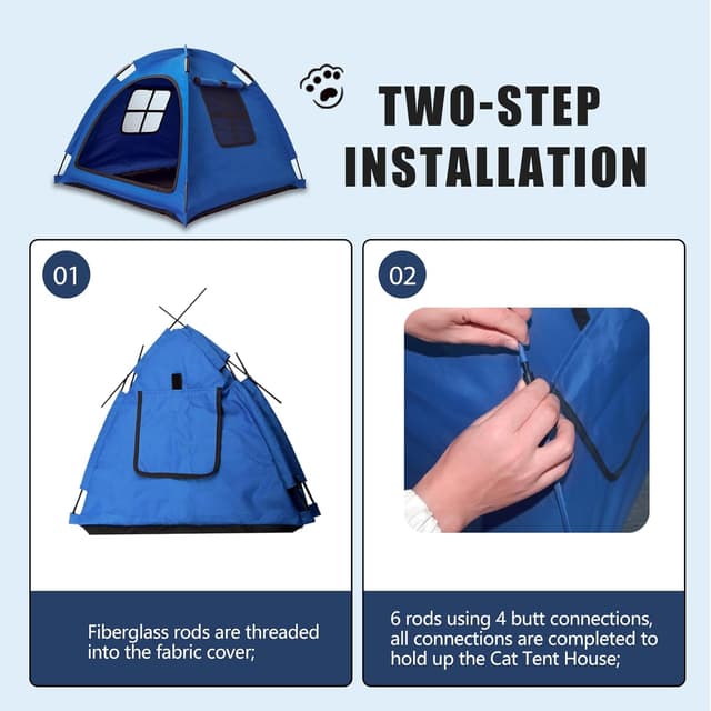 Detalle 2 de Nockovi Tierzelt mit offenem Design – gemütliches Überwachungsbett für Katzen und Welpen, blau