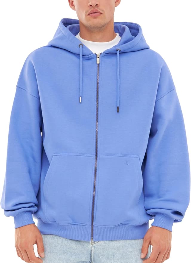 Detalle de Johnny Urban Felpa con zip Caleb unisex oversize con cappuccio in cotone