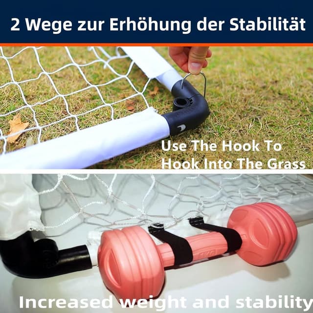 Detalle de LZHDZQD klappbares Mini-Fußballtor für Kinder (60×45 / 90×60 / 115×80 cm) – faltbar für Garten & drinnen