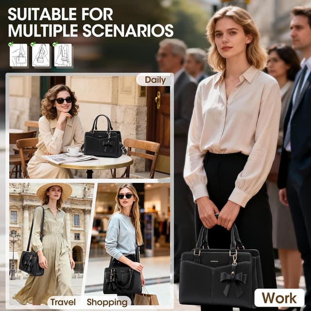 Detalle 2 de RAINSMORE PU leather designer handbag – compact top handle, shoulder & tote bag